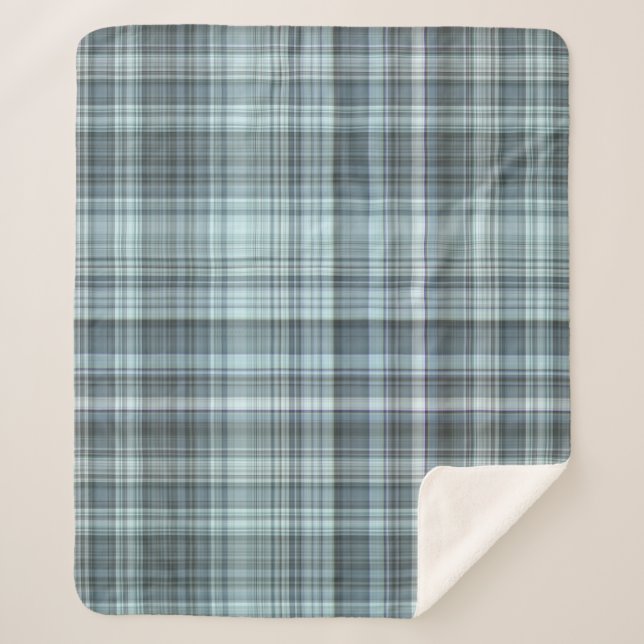 Winter Sky Blue Kariert Sherpadecke (Vorderseite)