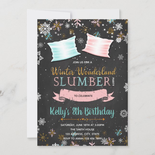 Winter Sleepover-Party Einladung (Vorderseite)