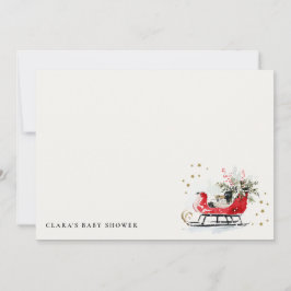 Winter Sleigh Its Cold Outside Neutral Baby Shower Mitteilungskarte