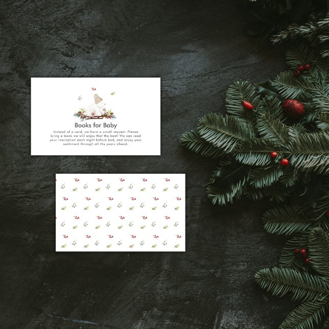 Winter Sleigh Polar Bear Books For Baby Shower  Begleitkarte (Winter Sleigh Polar Bear Books For Baby Shower Enclosure Card)