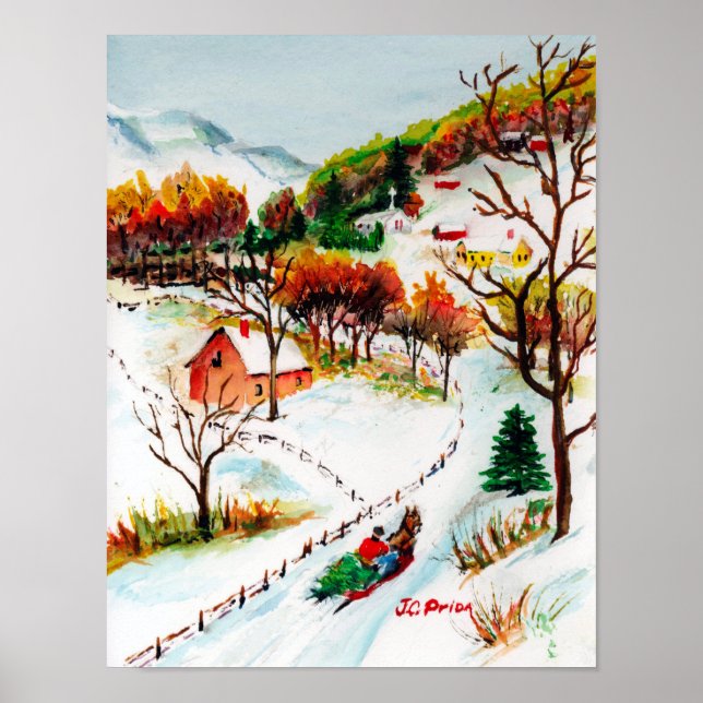 Winter Sleigh Reiten Albergo Colmanicchio Poster (Vorne)