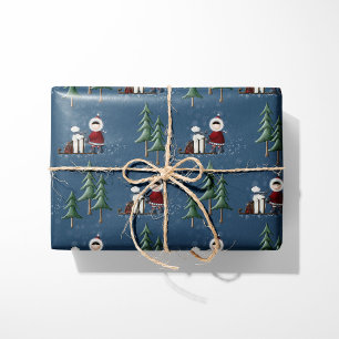 Winter Sleigh Ride Forest Friends Geschenkpapier