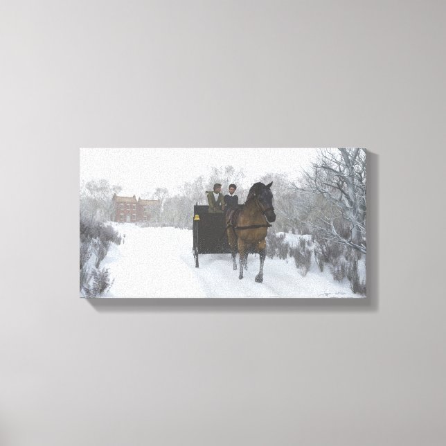 Winter Sleigh Ride Wrapped Canvas Leinwanddruck (Vorderseite)