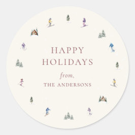 WINTER SLOPES Holiday Runder Aufkleber