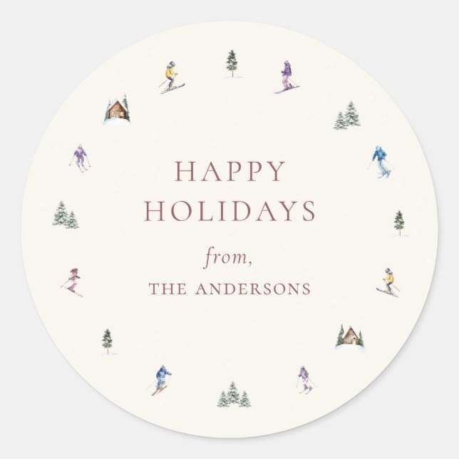 WINTER SLOPES Holiday Runder Aufkleber (Vorderseite)