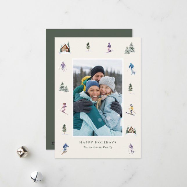 WINTER SLOPES Photo  Feiertagskarte (Vorderseite/Rückseite Beispiel)