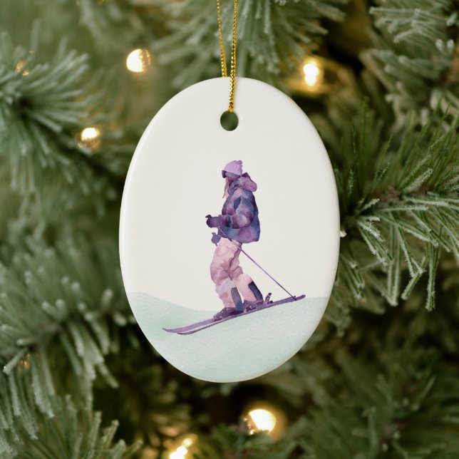 WINTER SLOPES Skier Keramik Ornament (Baum)
