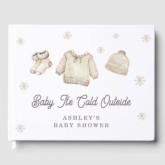 Winter Snow Baby It's Cold Outside Baby Shower Gästebuch (Vorderseite)