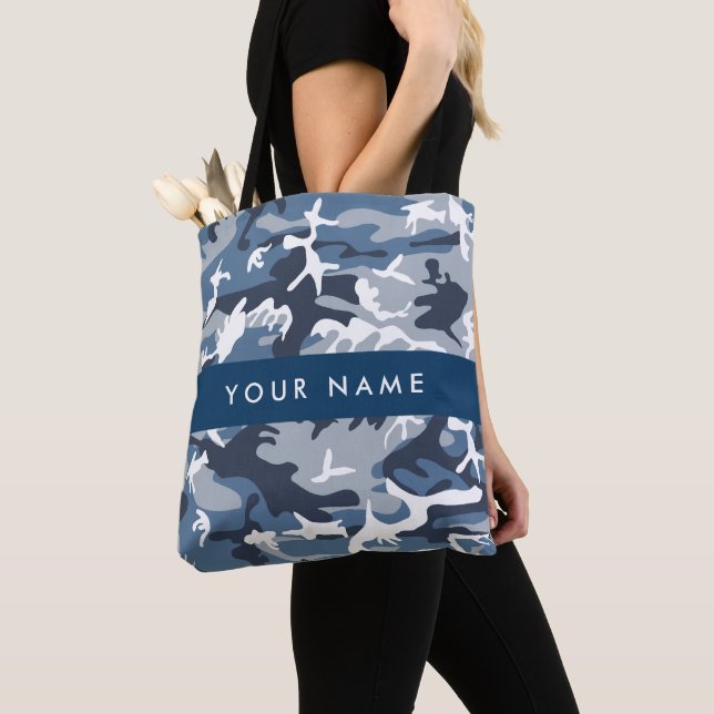 Winter Snow Blue Camouflage Ihr Name Personalisier (Von Nahem)