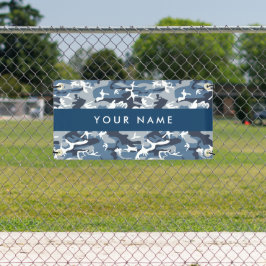 Winter Snow Blue Camouflage Ihr Name Personalisier Banner
