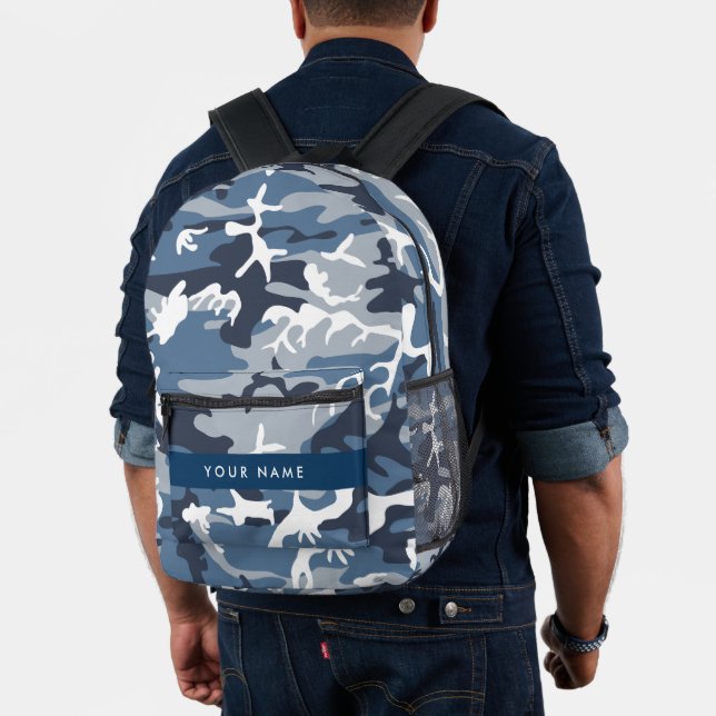 Winter Snow Blue Camouflage Ihr Name Personalisier Bedruckter Rucksack (Insitu (Modell))