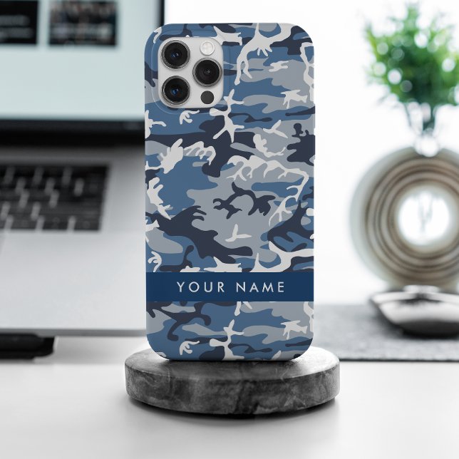 Winter Snow Blue Camouflage Ihr Name Personalisier Case-Mate iPhone Hülle (Von Creator hochgeladen)