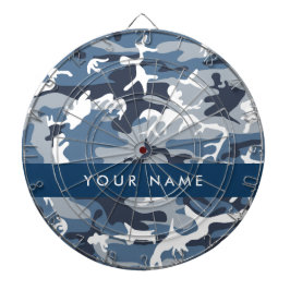 Winter Snow Blue Camouflage Ihr Name Personalisier Dartscheibe