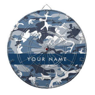Winter Snow Blue Camouflage Ihr Name Personalisier Dartscheibe