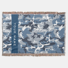 Winter Snow Blue Camouflage Ihr Name Personalisier Decke