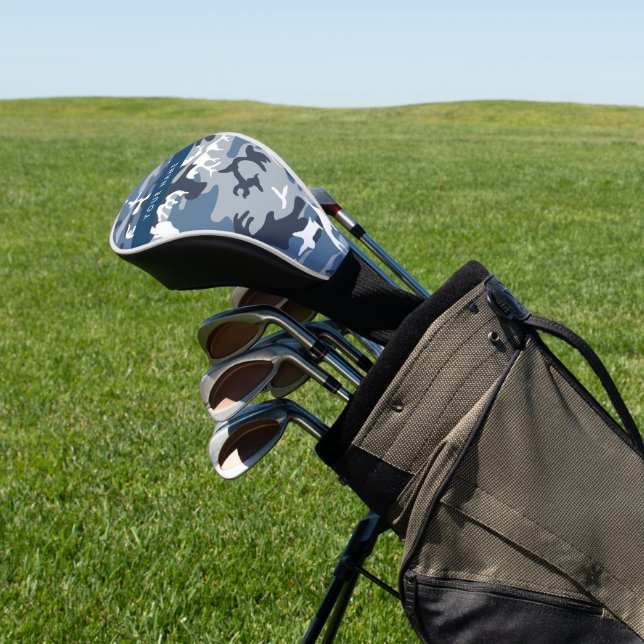 Winter Snow Blue Camouflage Ihr Name Personalisier Golf Headcover (In SItu)