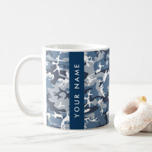 Winter Snow Blue Camouflage Ihr Name Personalisier Kaffeetasse