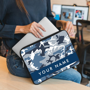 Winter Snow Blue Camouflage Ihr Name Personalisier Laptopschutzhülle