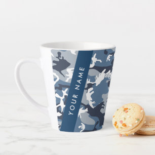 Winter Snow Blue Camouflage Ihr Name Personalisier Milchtasse
