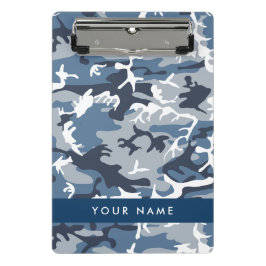 Winter Snow Blue Camouflage Ihr Name Personalisier Mini Klemmbrett