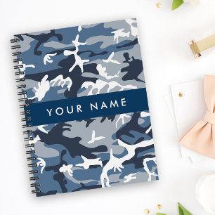 Winter Snow Blue Camouflage Ihr Name Personalisier Notizbuch