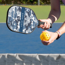 Winter Snow Blue Camouflage Ihr Name Personalisier Pickleball Schläger