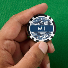 Winter Snow Blue Camouflage Ihr Name Personalisier Pokerchips