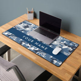 Winter Snow Blue Camouflage Ihr Name Personalisier Schreibtischunterlage