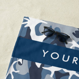 Winter Snow Blue Camouflage Ihr Name Personalisier Strandtuch