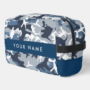 Winter Snow Blue Camouflage Ihr Name Personalisier Waschbeutel