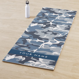 Winter Snow Blue Camouflage Ihr Name Personalisier Yogamatte
