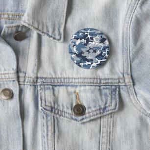 Winter Snow Blue Camouflage, Militär, Armee Button