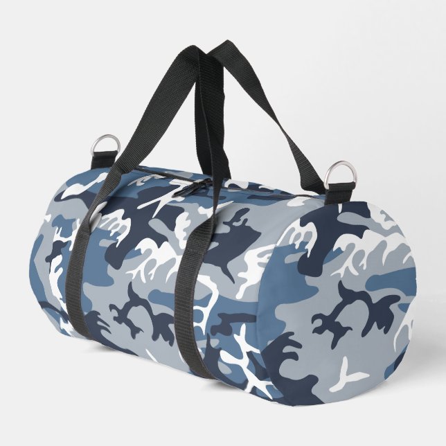 Winter Snow Blue Camouflage, Militär, Armee Duffle Bag (Linke Seite)