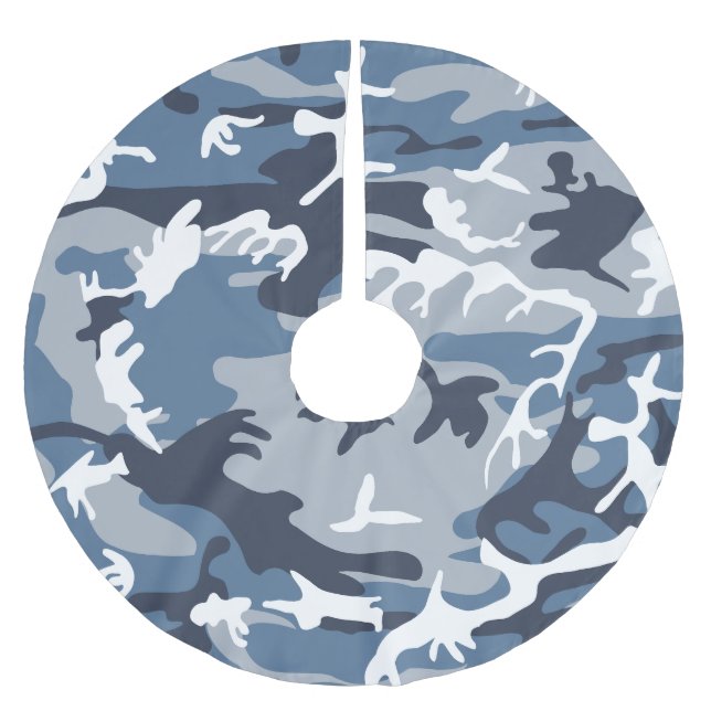 Winter Snow Blue Camouflage, Militär, Armee Polyester Weihnachtsbaumdecke (Vorderseite)