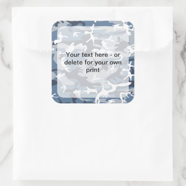 Winter Snow Blue Camouflage, Militär, Armee Quadratischer Aufkleber (Tasche)