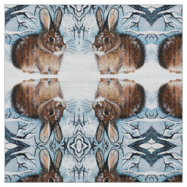 Winter Snow Bunny Fabric Stoff