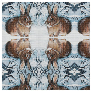 Winter Snow Bunny Fabric Stoff