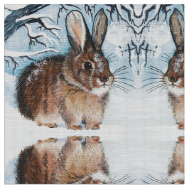 Winter Snow Bunny Fabric Stoff