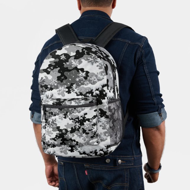 Winter Snow Camo Backpack – Black & White Frosted  Bedruckter Rucksack (Insitu (Modell))