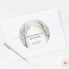 Winter Snow Cute Woodland Animals Coed Baby Shower Runder Aufkleber