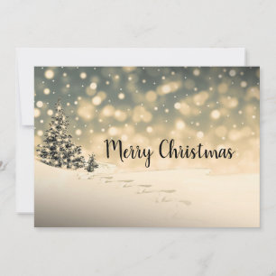 Winter Snow Evergreen Tree Frohe Weihnachtskarte Feiertagskarte