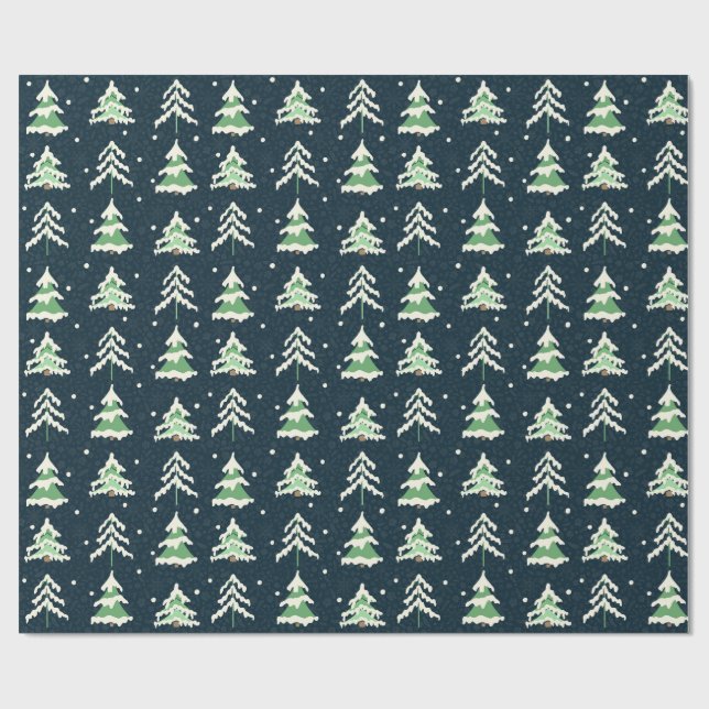 Winter Snow Evergreen Trees Geschenkpapier (Flach)