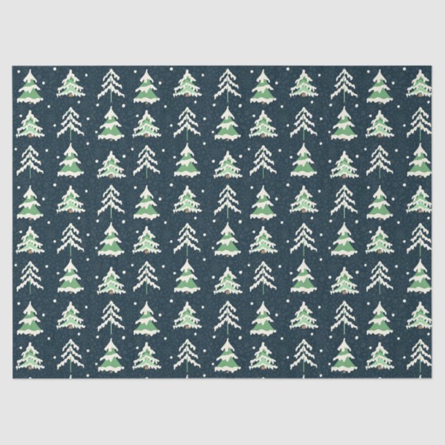 Winter Snow Evergreen Trees Seidenpapier (Vorderseite)