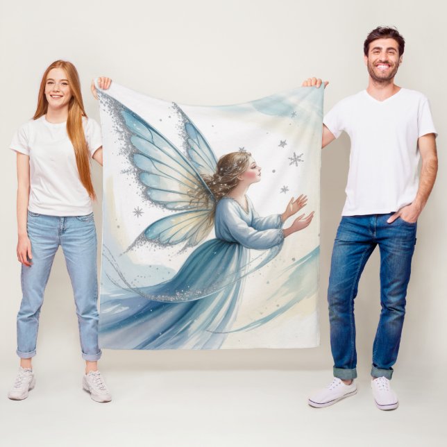 Winter Snow Fairy Watercolor Art Christmas  Fleecedecke (Beispiel)