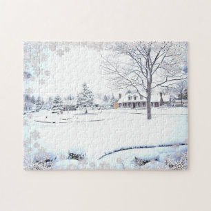 Winter Snow Farmhouse Puzzle
