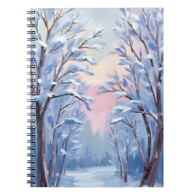 Winter Snow Forest Watercolor Woods Painting Card Notizblock (Vorderseite)