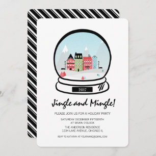 Winter Snow Globe Jingle Mingle Urlaubsparty Card Einladung