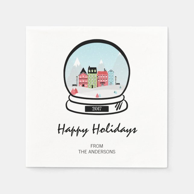 Winter Snow Globe Urlaubspapier Napkins Serviette (Vorderseite)