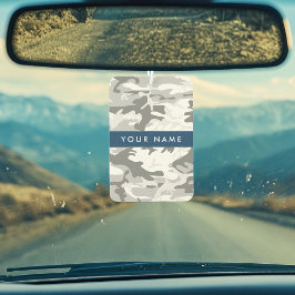 Winter Snow Gray Camouflage Ihr Name personalisier Autolufterfrischer