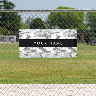 Winter Snow Gray Camouflage Ihr Name personalisier Banner